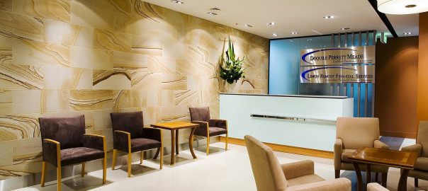 Stylish and warm design of office reception